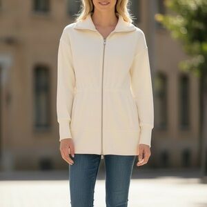 Converse Full Zip Jacket Women’s Medium White NWT Relaxed Fit Drawcord